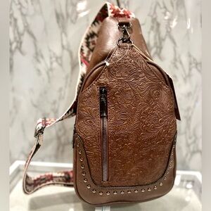 Sam & Hadley Aztec Strap Mini Studded Sling Bag NWT